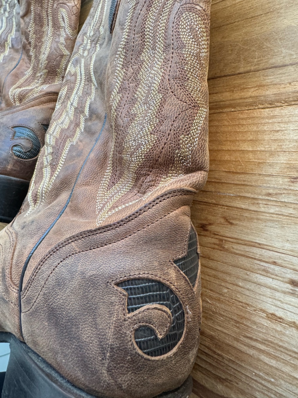 JB Dillon Goatskin Mens Brown Leather Inlaid Cowboy Western Boots 10 EE - Picture 6 of 14